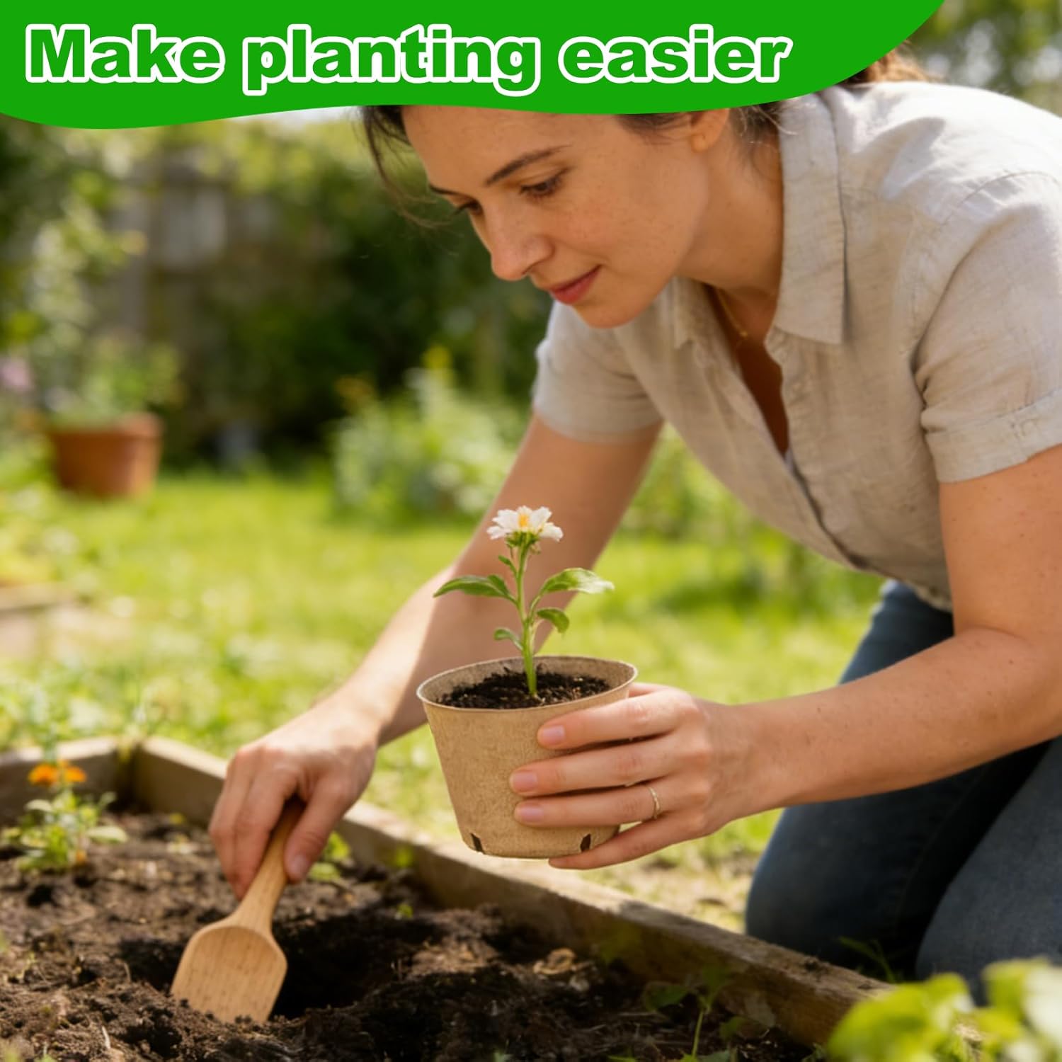 JNYONG 120 Packs 4 Inch Peat Pots,Biodegradable Pots for Seedlings with Drainage Holes, Garden Germination Nursery Pots with100Pcs Plant Labels
