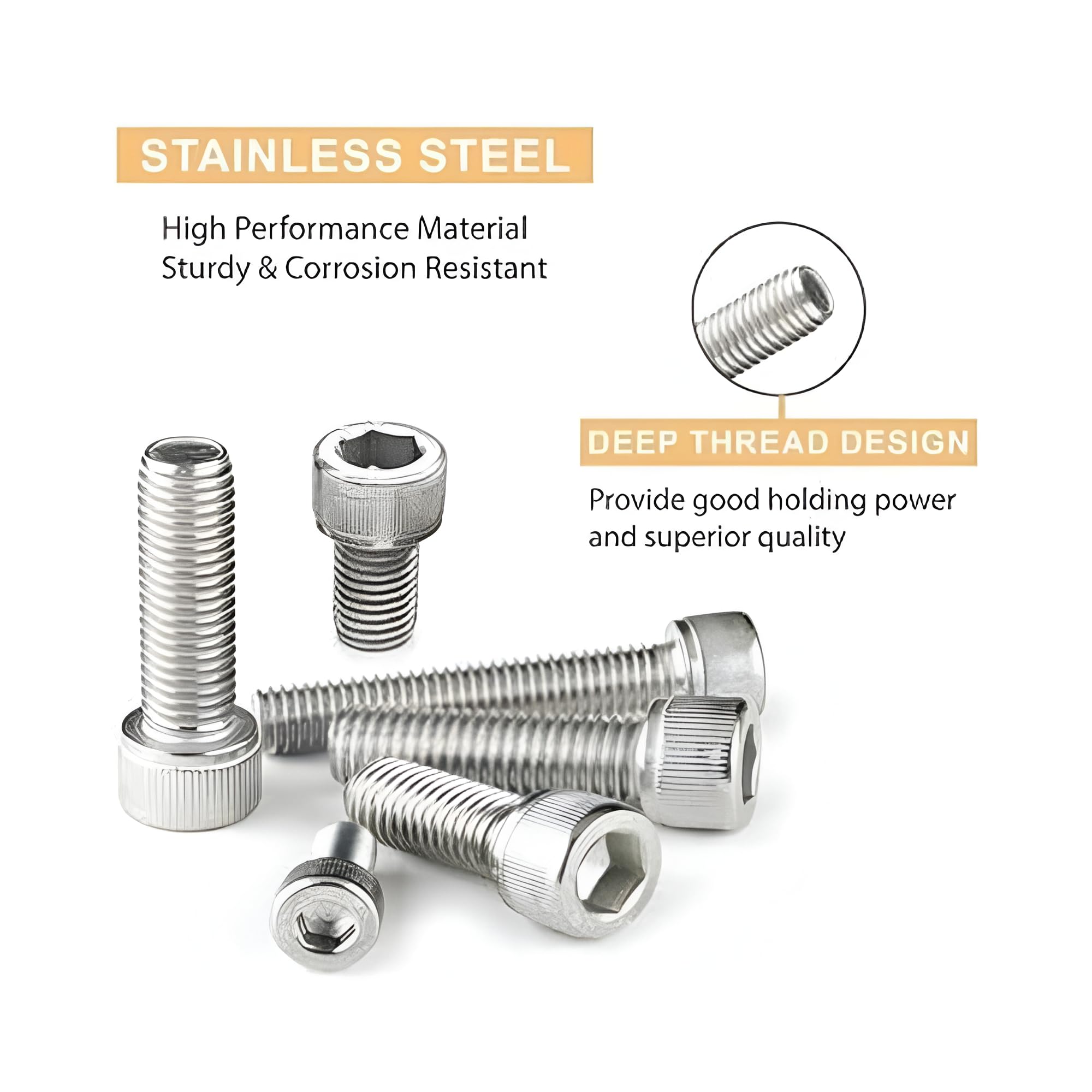 BMOSESE® Stainless Steel M2x8mm Allen Bolt Screws with Nuts & Washers | Rustproof 304 Grade | Full Thread | Hex Socket Cap Head | Free Allen Key| (10PCS SET) - Image 5 thumbnail