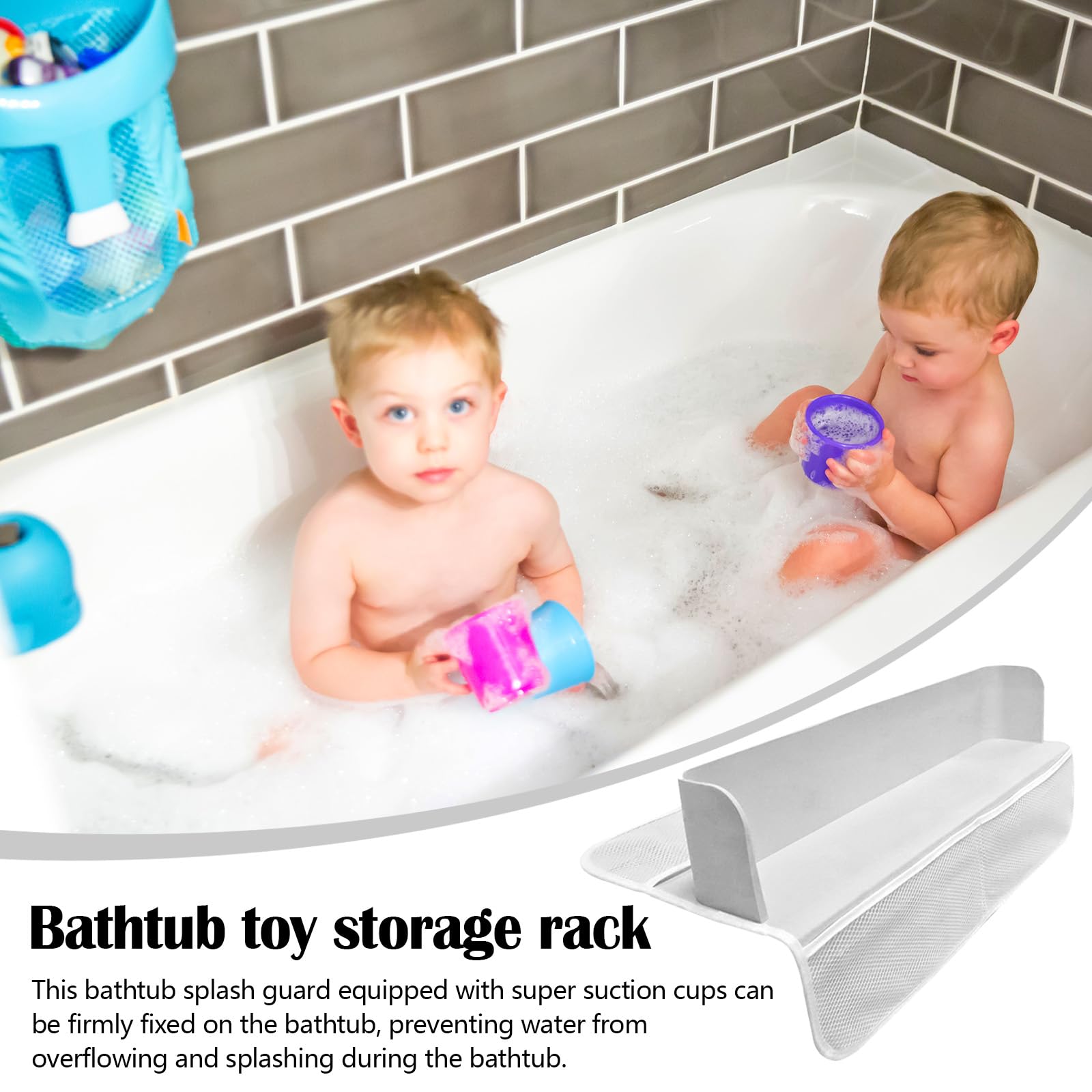 Barrière Anti-éclaboussures Pour Baignoire En Silicone - Avec Ventouses Et étagère à Jouets