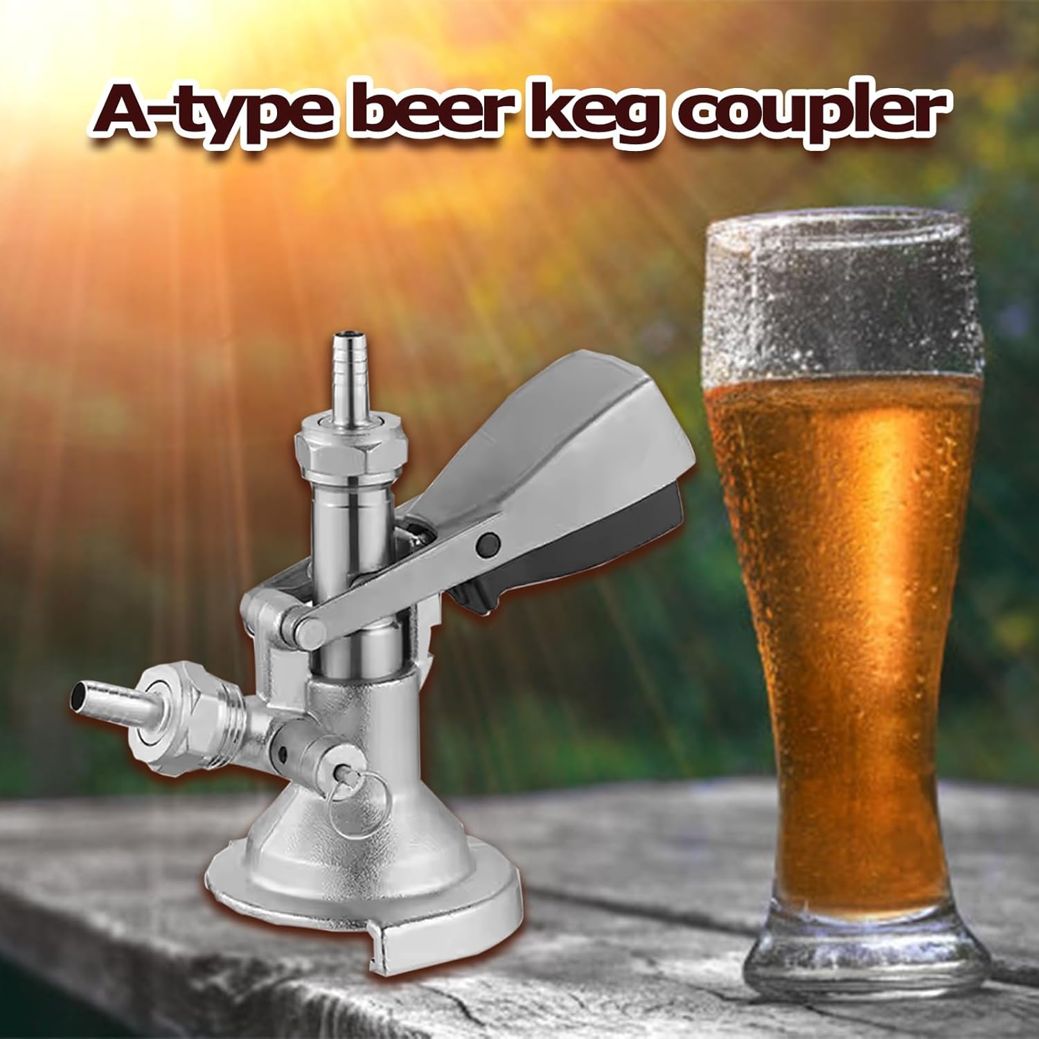 G5/8 Keg Coupler, A Type Stainless Steel and Brass Material, A System Beer Keg Distributor Connector, for Bar, with Pressure Relief Valve