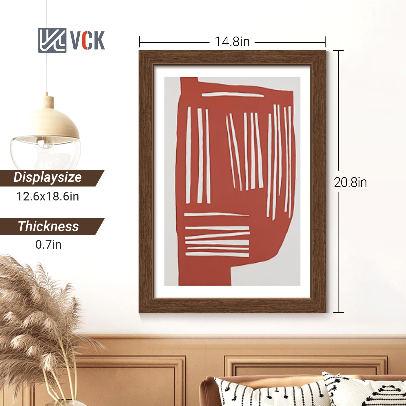 VCK 13x19 Braun Bilderrahmen 4er Set Posterrahmen mit exklusiver Holzmaserung für Zuhause & Studio & Galerie Wandbehang