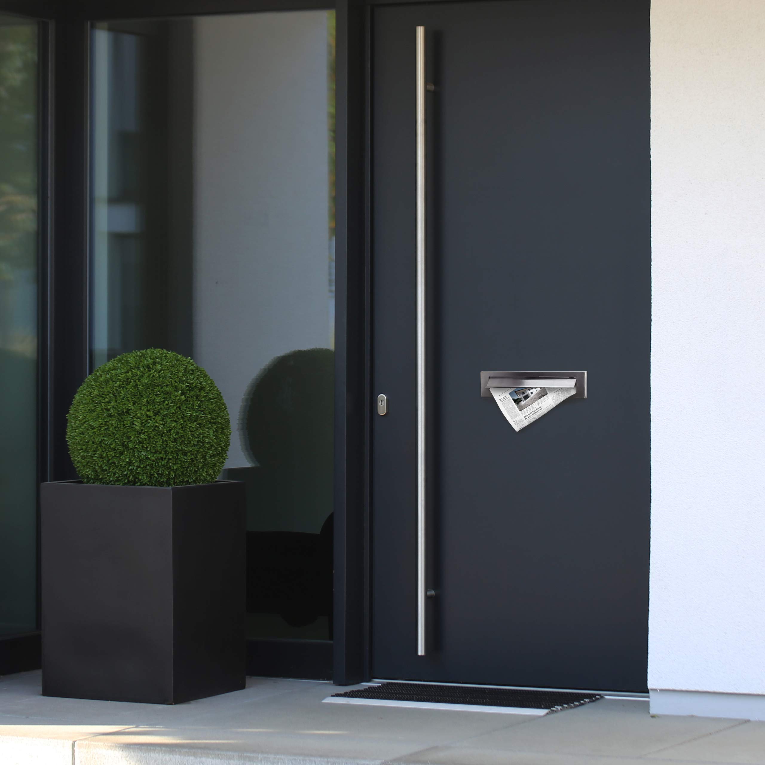 Gedotec Porte-journaux en Acier Inoxydable Clapet d'introduction du courrier pour Portes d'entrée et Portes d'appartement | Grand clapet de Porte Inoxydable