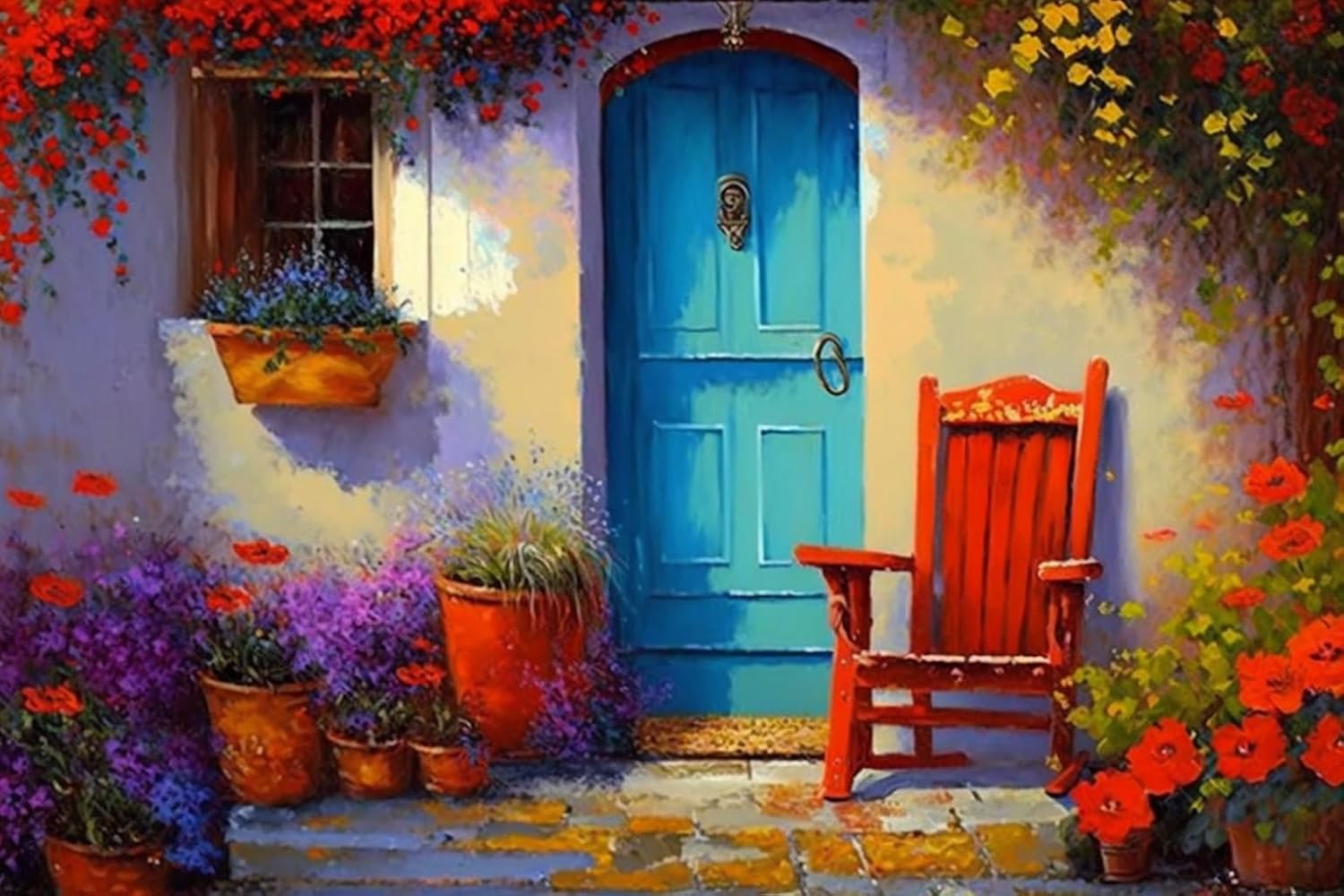 RMSGOZO 5D Oil Painting Colorful Garden Diamond Painting Kits - Vintage Floral Art Full Circle Gemstone Crystal Cross Stitch Kit for Adults, Great Gifts for Home Decor (20 X 24 Inch)