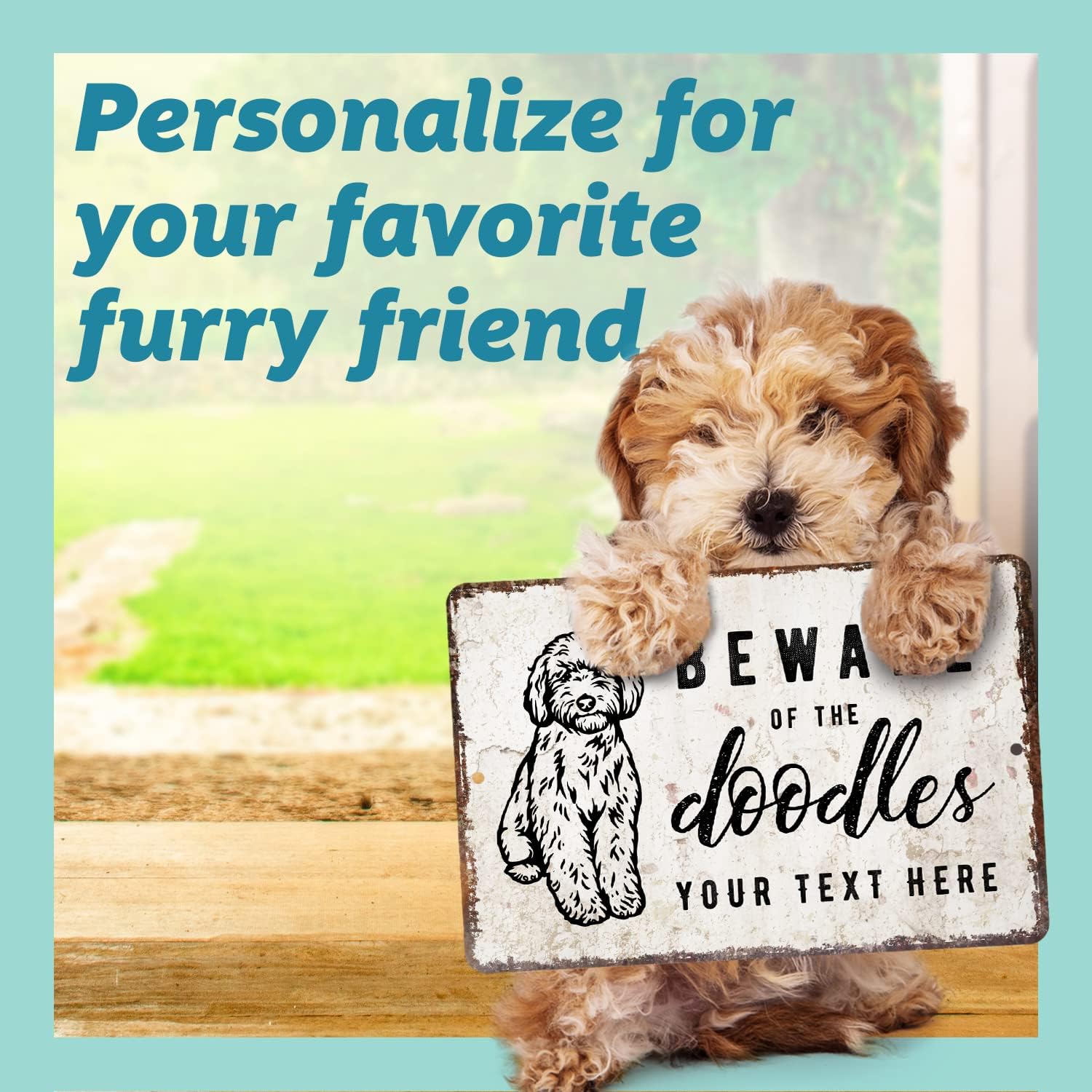 Pattern Pop - Personalized Doodle Pet Metal Sign - Beware of The Doodle Metal Sign - Family Metal Art for Pet Lovers, Metal Sign Personalized for You - 12” x 18” Welcome Sign