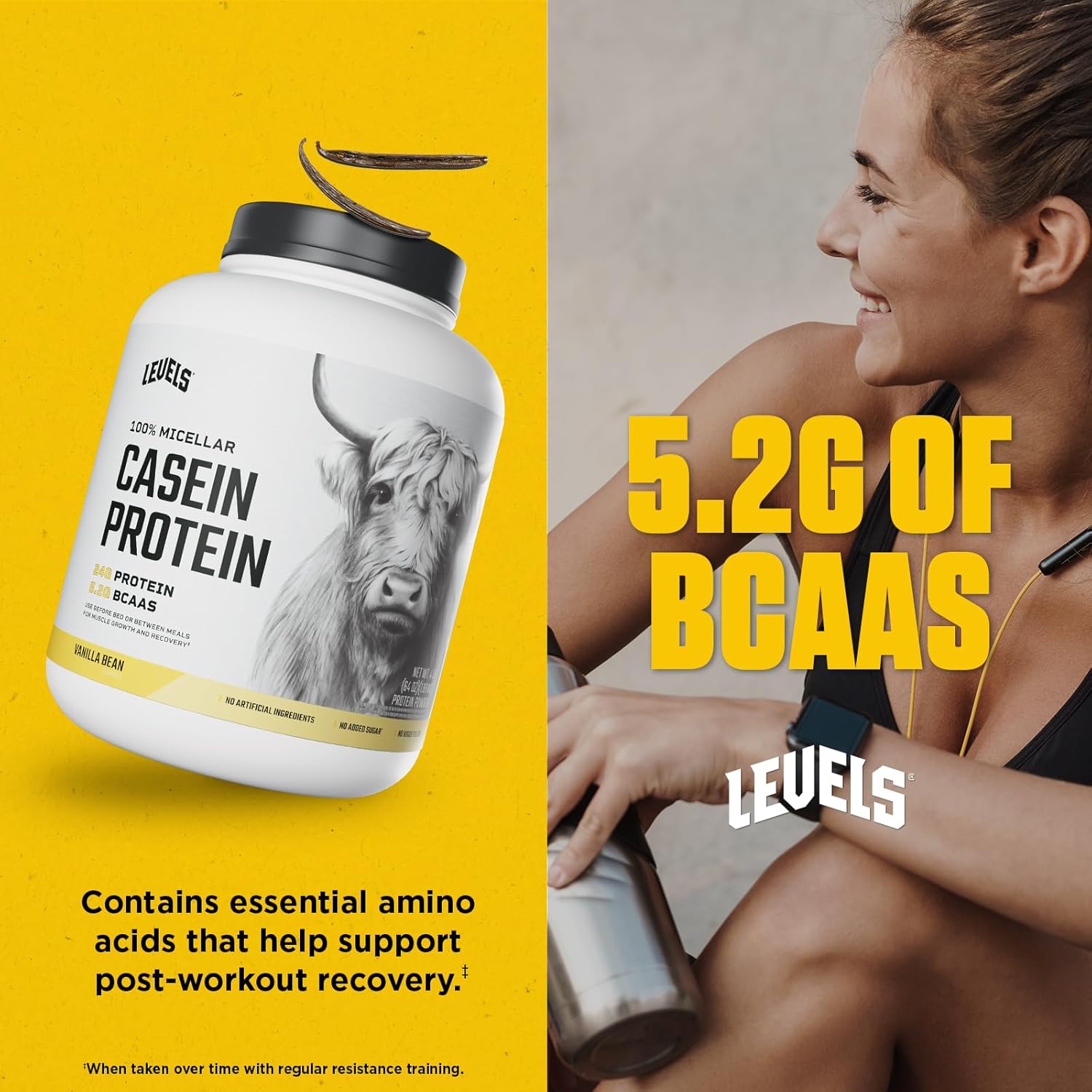 Levels 100% Micellar Casein Protein, Hormone Free, Vanilla Bean, 4LB - Image 5