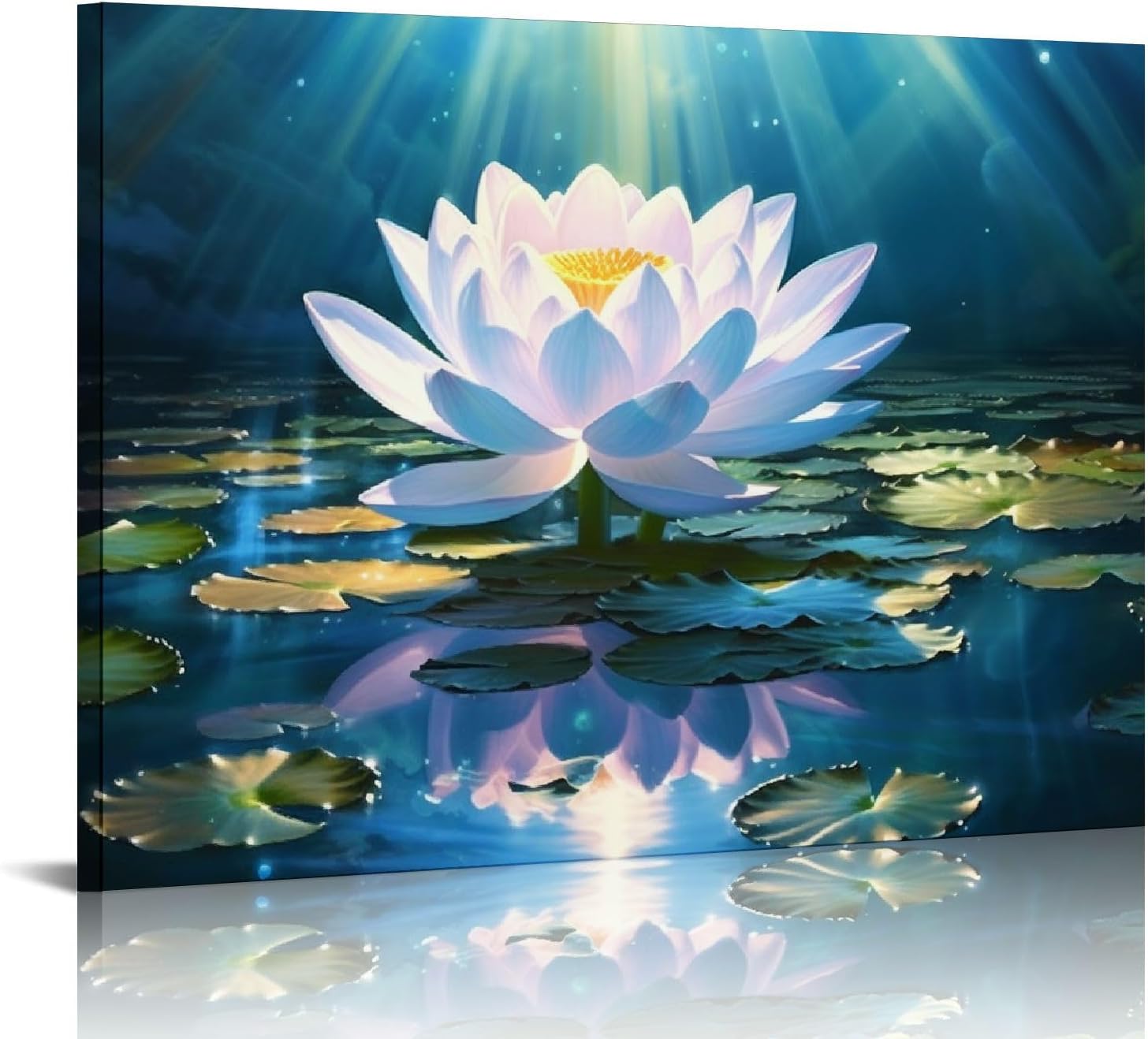 Amazon.com: PIKWEEK Zen Wall Art White Water Lily Canvas Wall Art Lotus ...