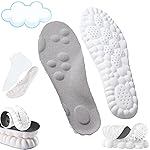 4D Insoles - 4D Cloud Technology Insole - Super Soft, Ultra Comfort Insoles, 4D Sports Shoes Insoles, Acupoint Massage Insole for Foot & Joint Support (9-10, Gray)