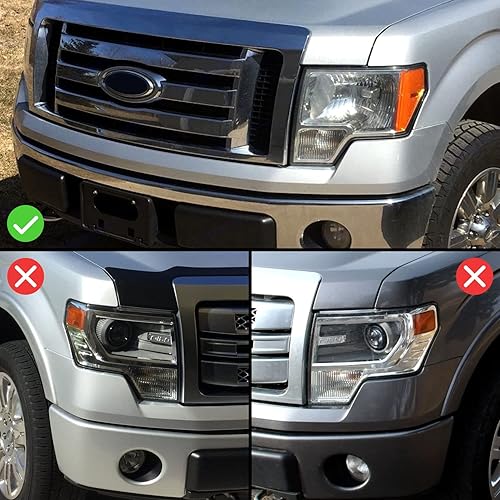 Miniatura 8 de AmeriLite - Juego de barra LED de faros delanteros de proyector negro para Ford F150 (par), foco de haz altobajo incluido