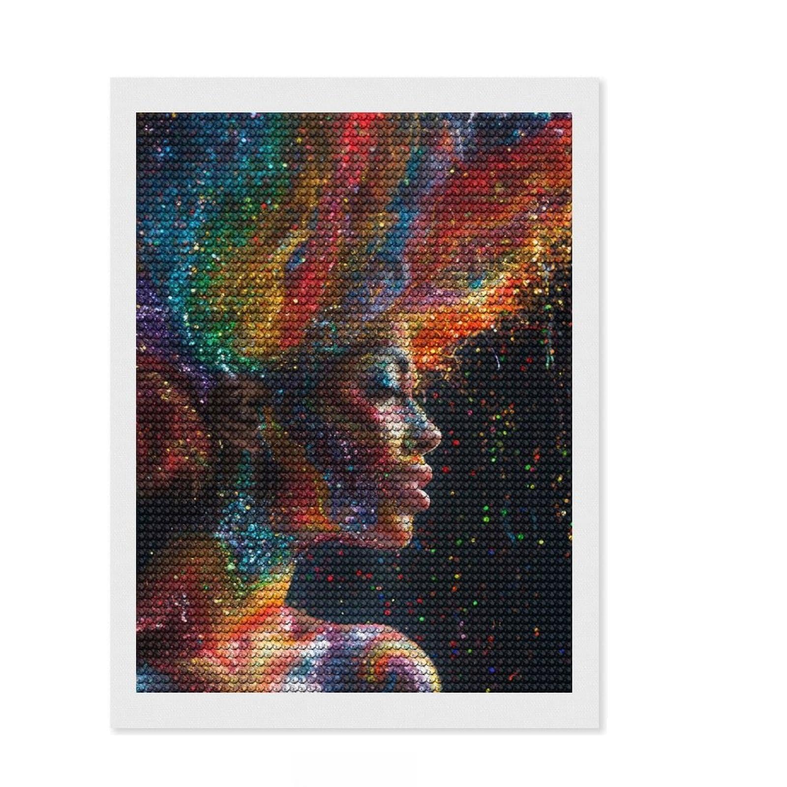 Junmoney Glitter Diva Diamond Painting Set 12"x16", Relaxing DIY Hobby, Simple to Start, Aesthetic Room Decor, Gift Idea, Easy to Enjoy