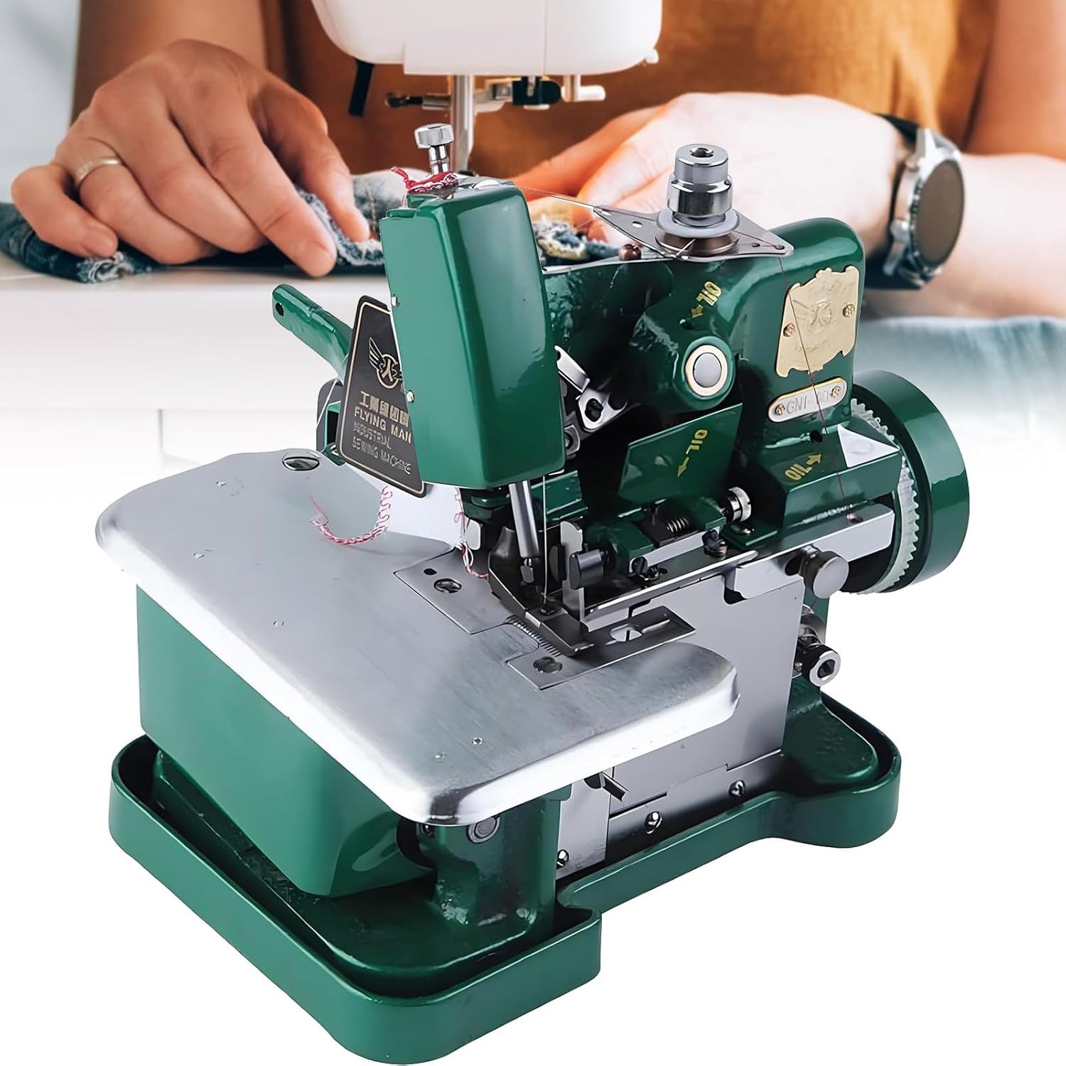 Pearl Drilling Machine,250W Sergers & Overlock Machines,Adjustable Stitch Length & 3000 Stitches Per Minute,for Multiple Materials, Cotton,Woolen, Knitwear Black
