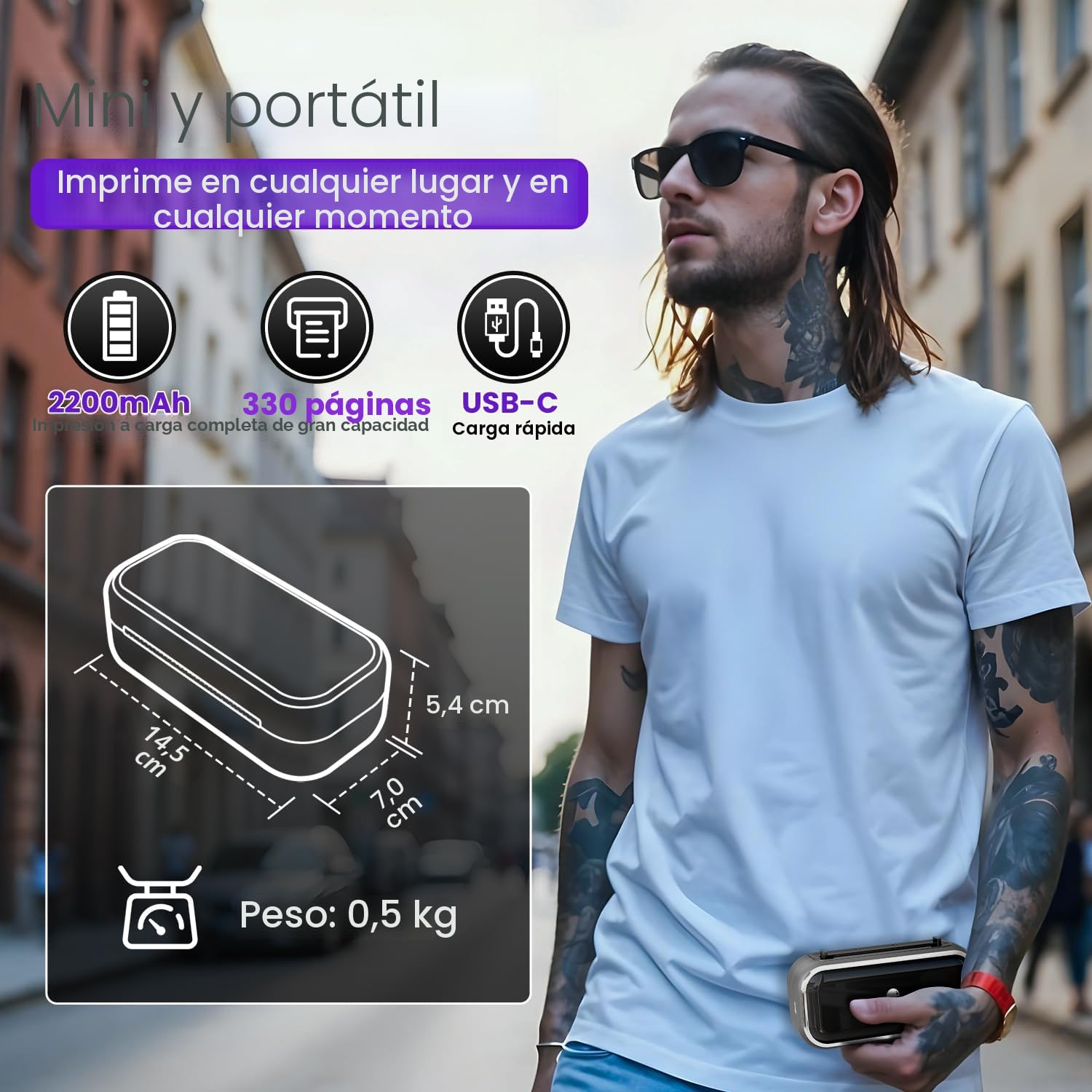 Phomemo TP31 Termocopiadora Tattoo, Mejora Impresora Termica Tattoo, Impresora Tatuajes con 30 Hojas de Papel Térmico para Tatuaje, Compatible con Smartphone y Tablet