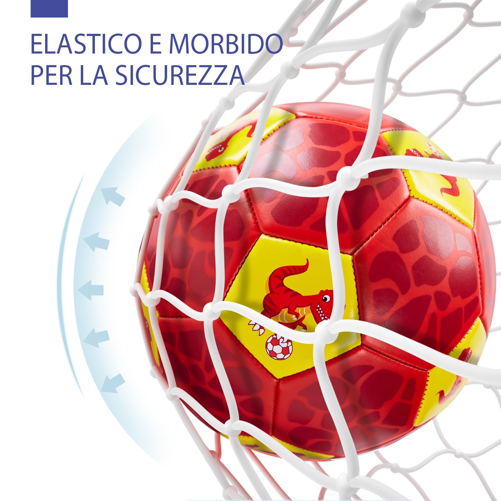 hahaland Pallone da Calcio per Bambini con Pompa, Borsa Rete - Palla Dinosauro Misura 3 - Giocattolo Interni/Cortile/Esterno Bambine 3 4 5 6 7 anni - Giochi per Bambino, Palloni Calcio Regalo