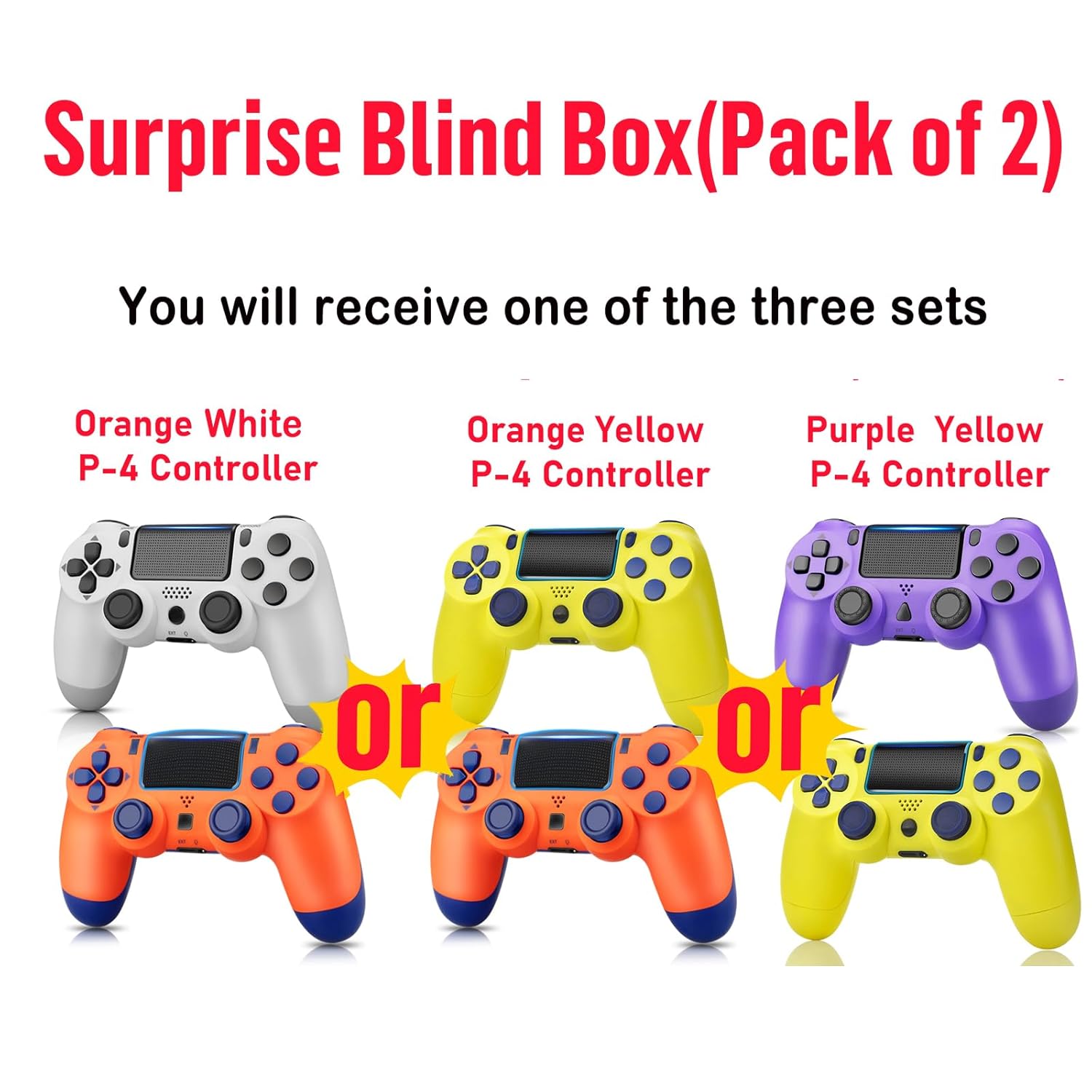 Dwifocor Control for PS4 Controller 2 Pack Wireless Remote for PlayStation 4 Controllers,Dual Gamepad Shock with Vibration No-Drift Joysticks Compatible with PS4 Slim Pro,Best Gfit,Yellow Orange