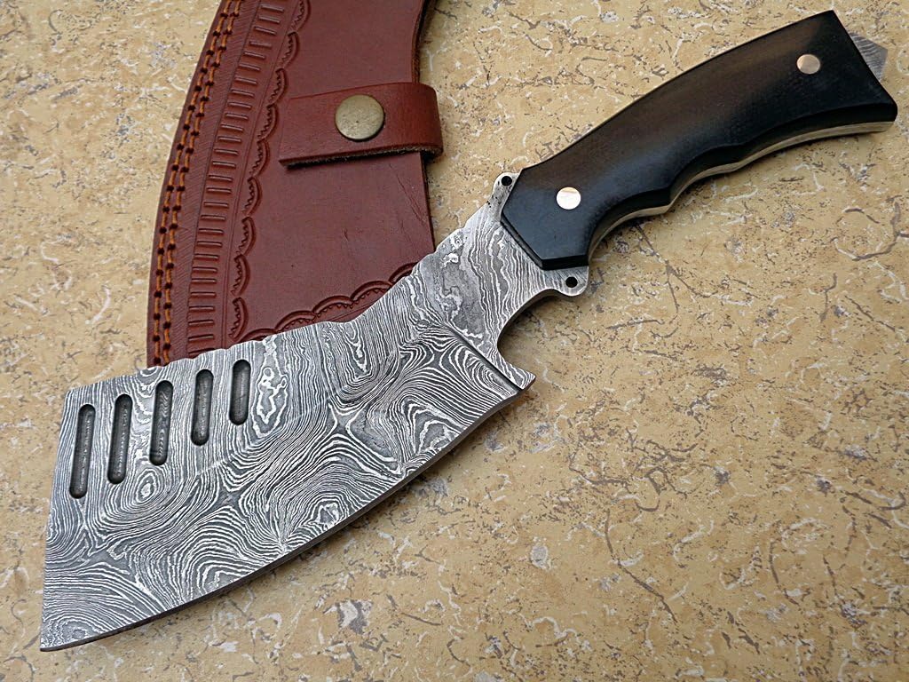 Knife King Premium Custom Damascus Handmade Hunting Chopper Knife. Comes with a Sheath.