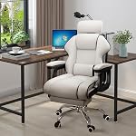Président du bureau exécutif, chaise de bureau inclinable avec repose-pieds, Chaise du bureau ergonomique avec support Lumbar, Grande et grande chaise du bureau à domicile, Chaise à jeux à dos élevé,Brown