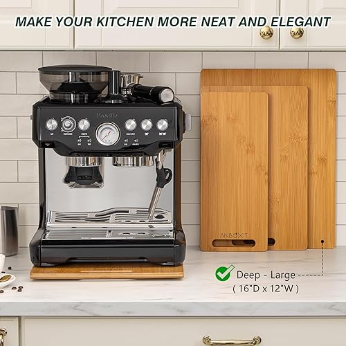 Miniatura 4 de Deslizador de electrodomésticos, profundo, grande y profundo, pequeño, bandeja deslizante de bambú para cafetera, bandeja enrollable para encimera