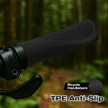 Non-Slip Handlebar Grips, 1 Pair Professional Bike Handlebar Grips, Adult Mountain Bike Grips with Soft Anti-Slip Rubber, Ergonomic, with 1 Allen Wrench, Suitable for Most Bicycles