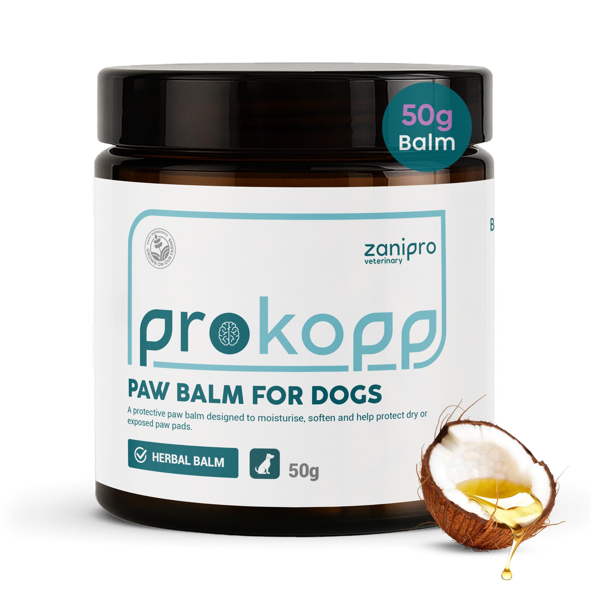 Zanipro Dog Paw Balm 50g – Natural Paw Balm for Dogs Cracked Pads, Moisturising Cream for Dry, Cracked & Rough Pads with Calendula, Coconut Oil & Beeswax, Protective Formula