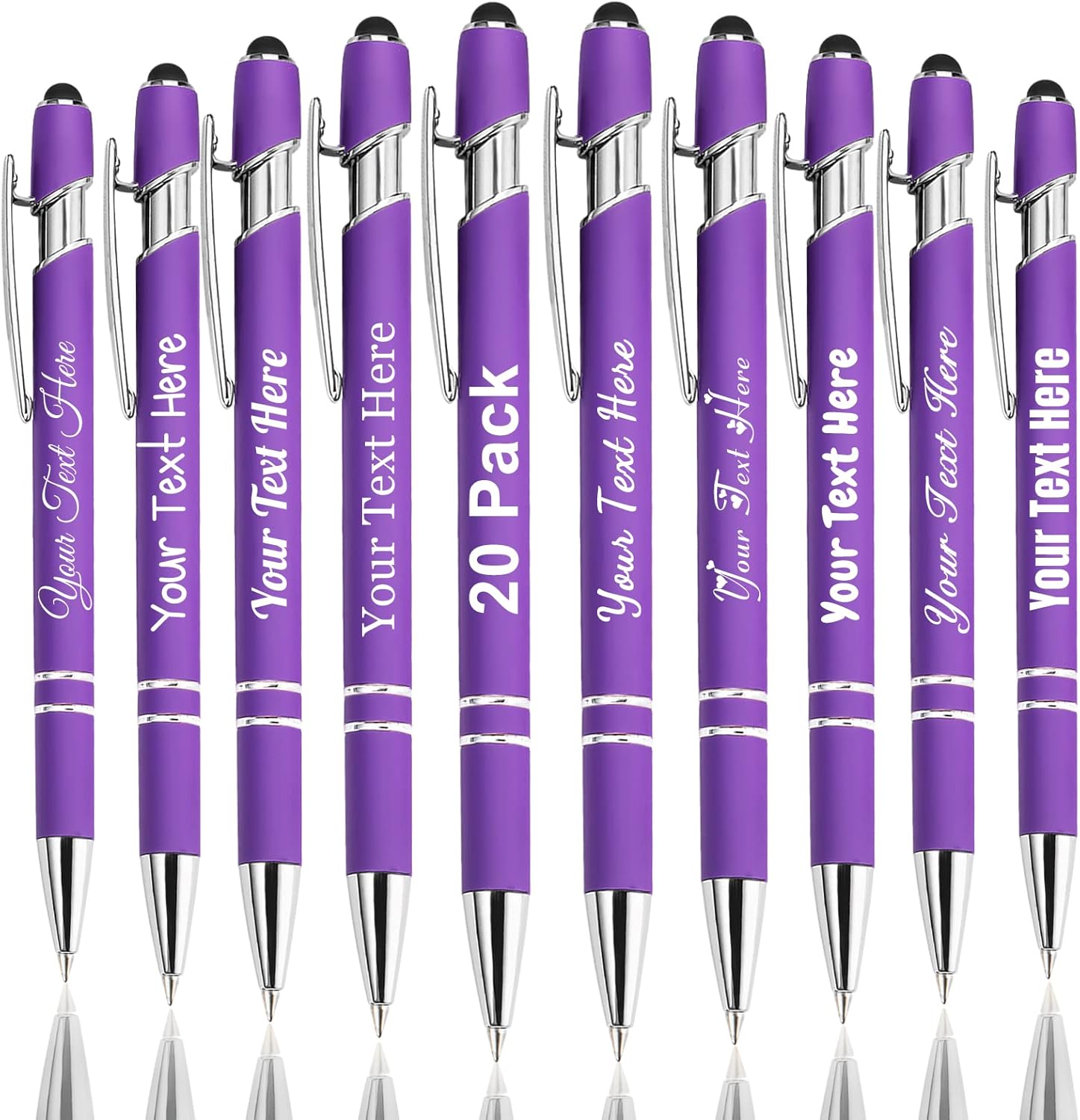 Up to 300 Personalized Pens Custom Bulk with Name Customized Pens with Free Engraving Engraved Stylus Tips Ballpoint Pen for Women Men Coworkers Employee Appreciation Business Graduation Gifts