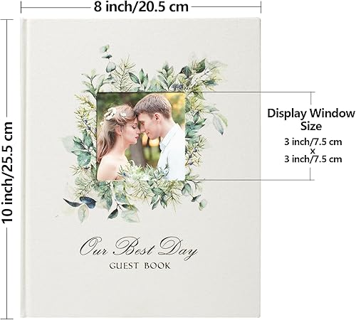 Vista 29 de Vienrose Libro de registro de invitados de boda con 123 páginas forradas en blanco, bordes dorados, libro de tapa dura para boda, baby shower