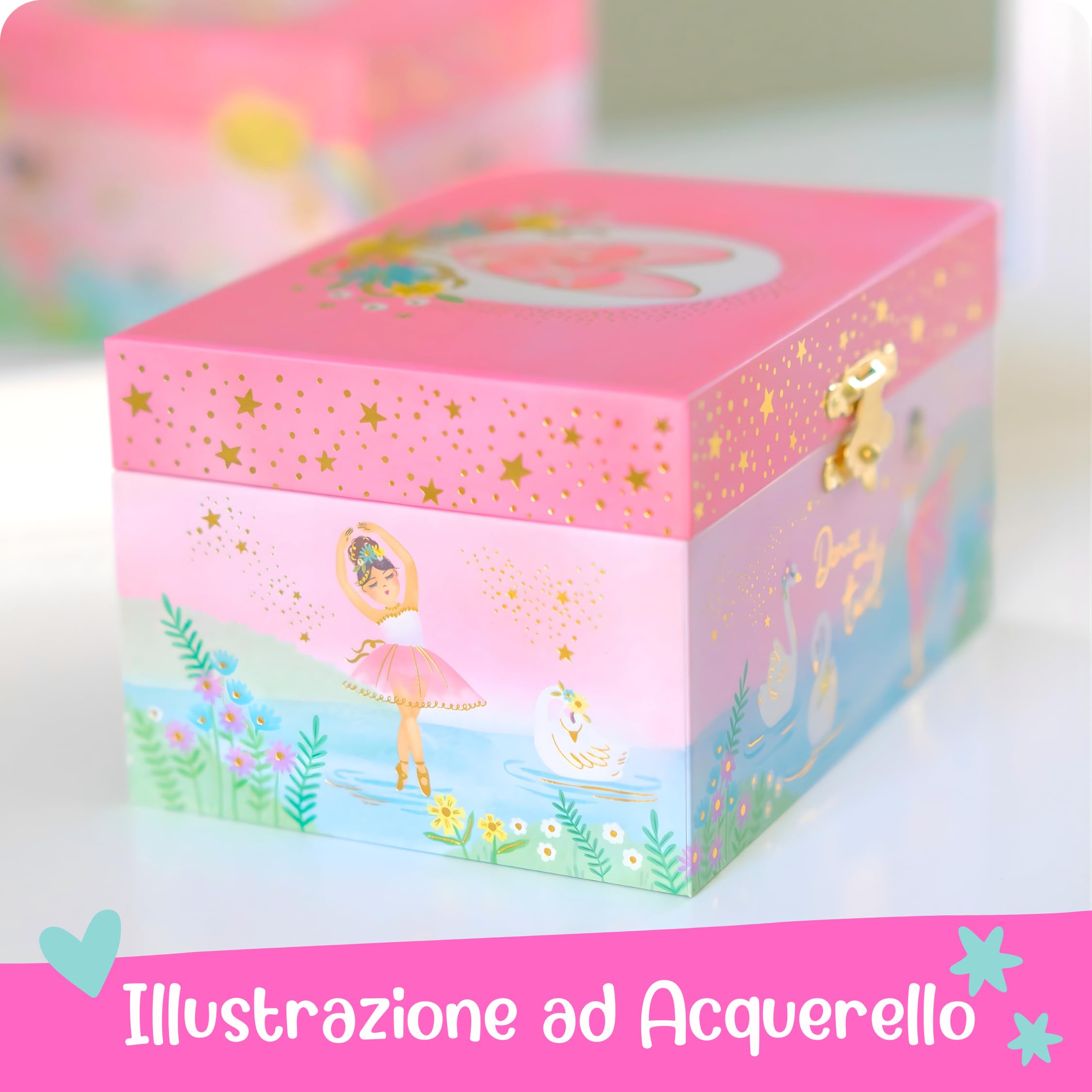 Giggle & Honey® Portagioie Carillon per Bambine - Scatola Musicale per Bambini con Ballerina che Gira e Specchio, Regali per Bambine da 3 a 10 anni, Scatole Portagioie per Bambini