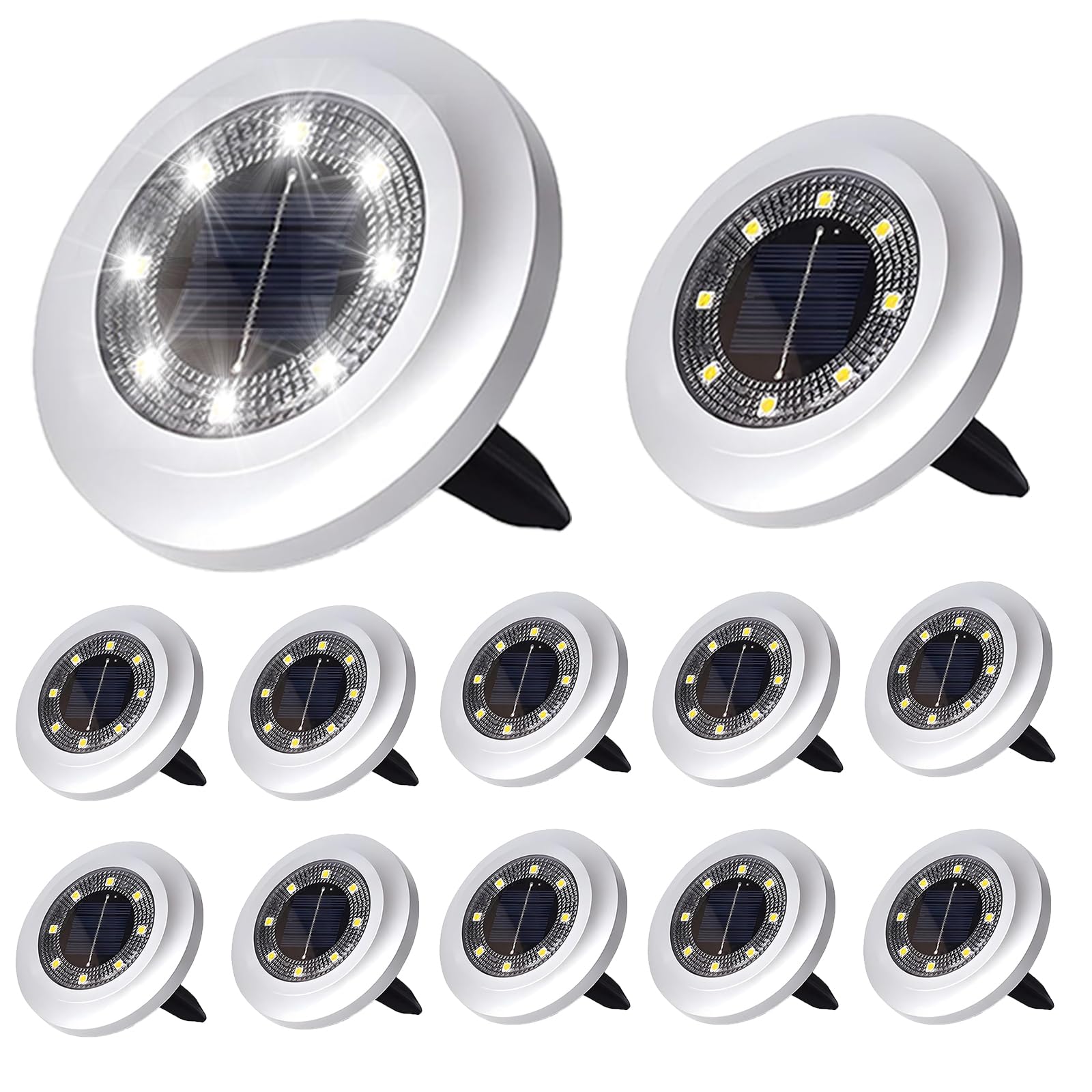 Puncools Solar Lights Outdoor Garden,12 Pack Waterproof Solar Ground Lights for Lawn Pathway Yard Landscape Walkway(Bright White)