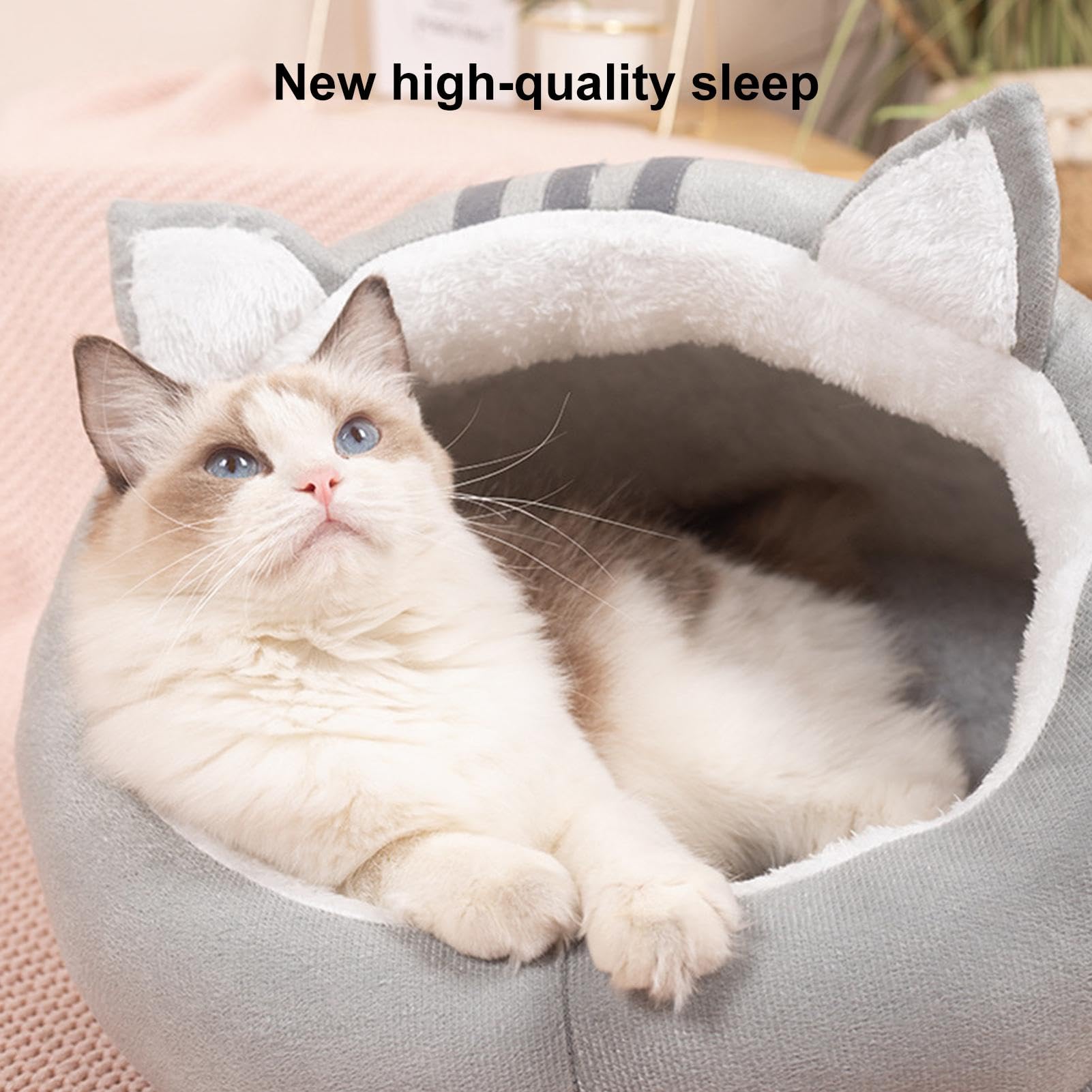 Grand Lit Pour Chat En Forme De Pantoufle - Coussin Semi-fermé Chaud Et Moelleux - 3 Tailles (jusqu’à 60 Cm) - Lavable En Machine