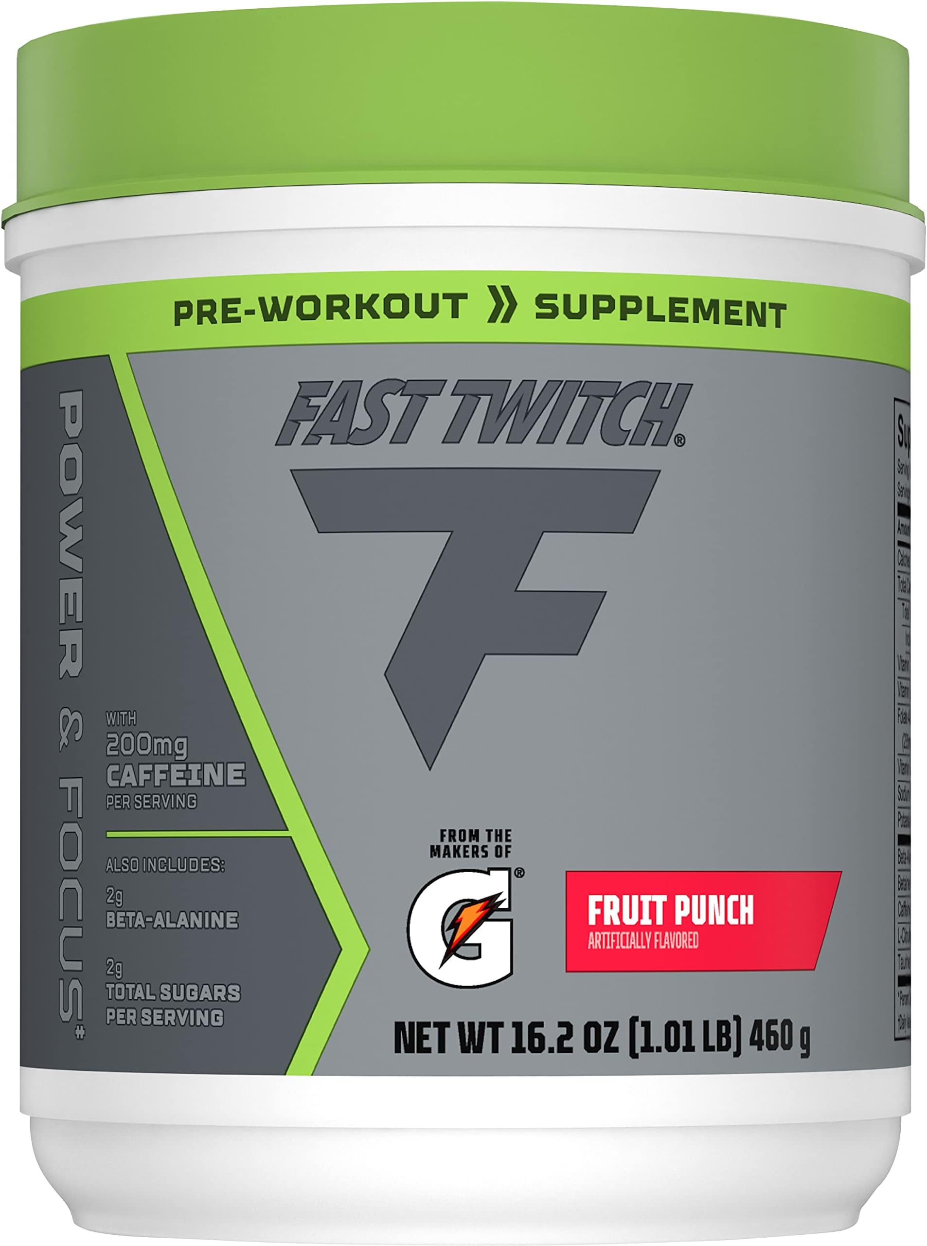 Fast Twitch, Caffeinated PreWorkout Supplement Mix, Fruit