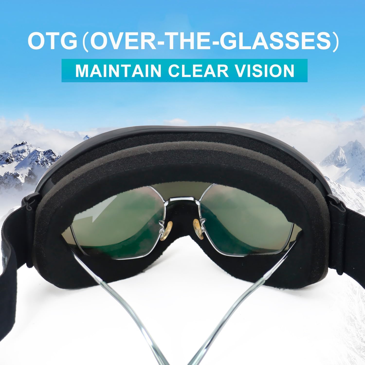 SPOSUNE Kids Ski Goggles, Kids Snowboard Goggles OTG Anti-Fog Snow Goggles for Boys Girls Youth Age 5-14