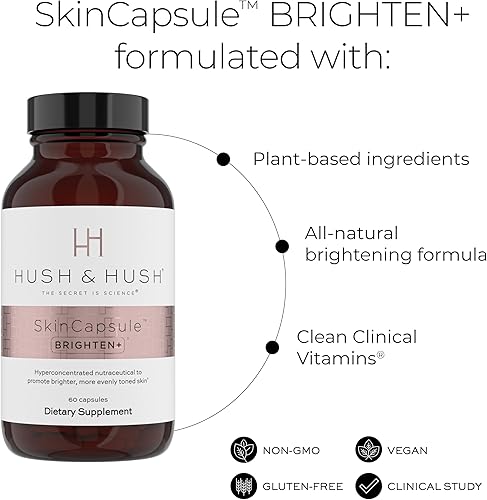 Miniatura 3 de Hush & Hush Suplemento de vitamina C para aclarar la piel, fórmula clínicamente probada, rica en antioxidantes para reducir las manchas oscuras, la