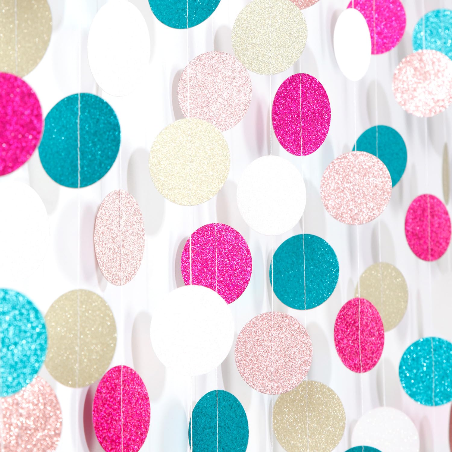 Teal Rose-Gold Champagne Party-Decorations Streamers - 52Ft Popular Girls Birthday Hanging Paper Garland Banner,Baby Bridal Shower Music Wedding