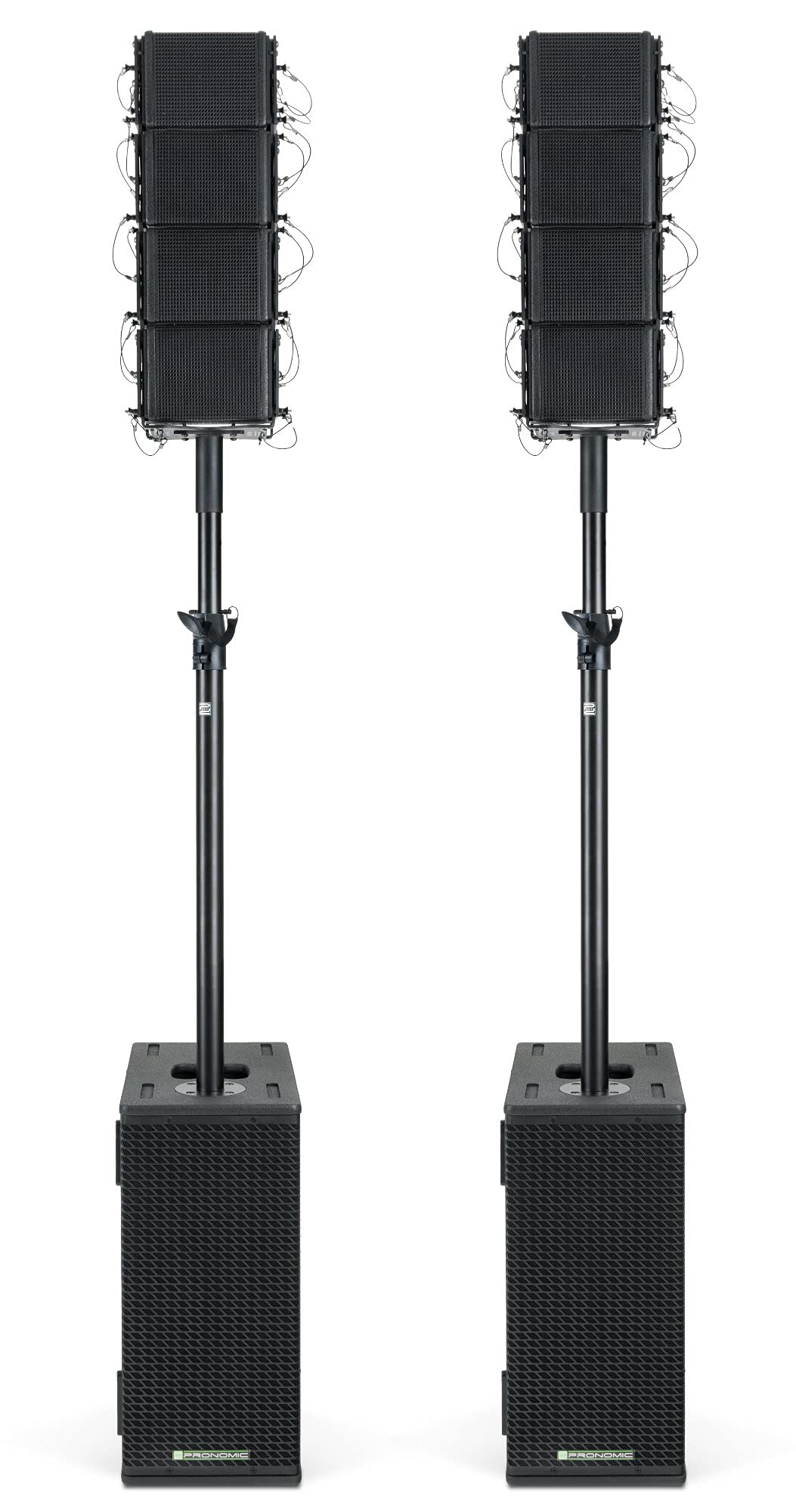 Pronomic V-Array Compact-Twin Set, Subwoofer 208, Équipement: 2X woofer 8" | DSP: processeur DSP 96 kHz, 48 bits, Récepteur Bluetooth® 4.2, Presets DSP: FLAT, LIVE1, LIVE2, 2x sortie ligne XLR, 1 kg