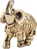 HEEPDD Elephant Statue, Feng Shui Golden Elegant Elephant Sculpture Lucky Figurine for Home Office DecorationL 11.5 x 6 x 11.5cm4.5 x 2.4 x 4.5in