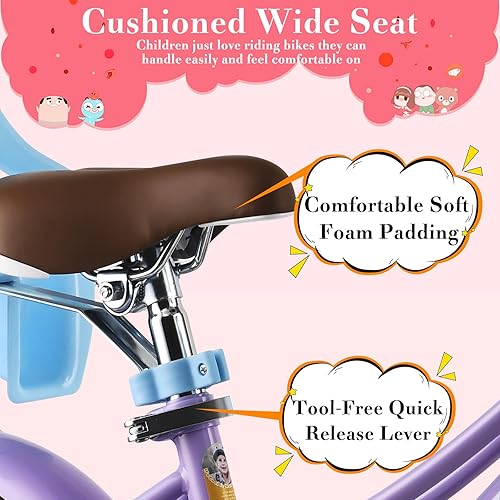 Miniatura 10 de RULLY Bicicleta infantil de 12 pulgadas para niñas y niños de 2, 3 y 4 años, con ruedas de entrenamiento y campana de cesta, bicicleta para niños