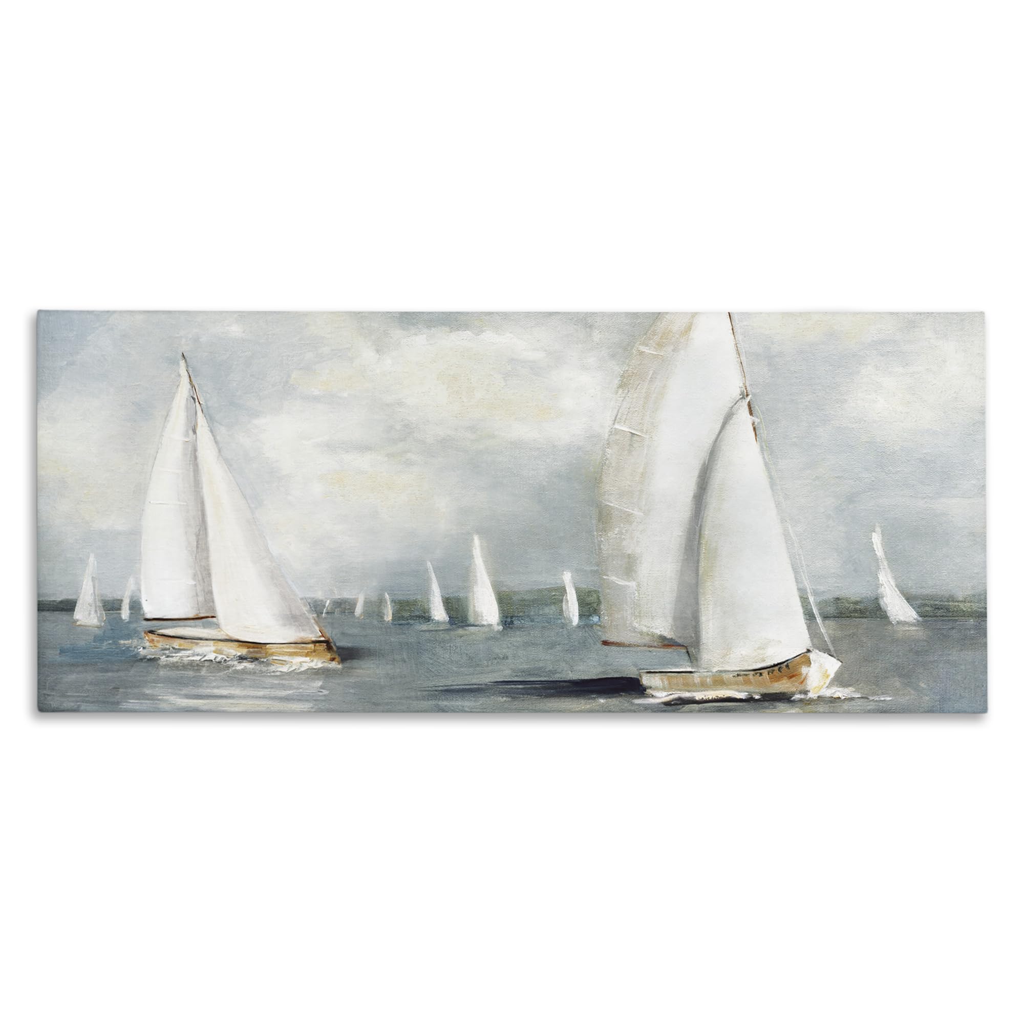 Stupell Industries Unframed 'Windy Sailboat Fleet', Canvas Art, 30 X 13 Inches, Easy To Hang And Sturdy, Made In Usa, By Sally Swatland