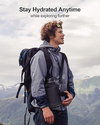 Miniatura 5 de BUZIO Botella de agua aislada con tapa de pajilla y tapa flexible, 32 oz, 40 oz, 64 oz, 87 oz moderna, acero inoxidable de doble vacío, fría por 48