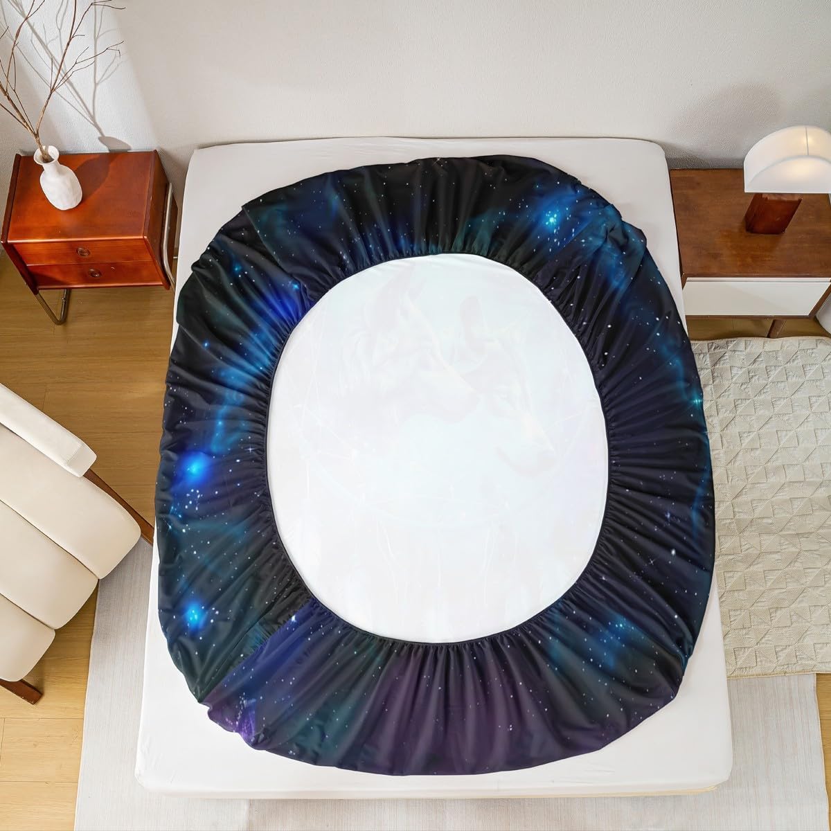 3D Wolf Bed Sheets Twin Size,Dream Catcher Bedding Set 3Pcs for Kids Girls Boys Teens Room Decor,Starry Sky Galaxy Fitted Sheet Trippy Tribal Style Top Flat Sheet,1 Pillowcase