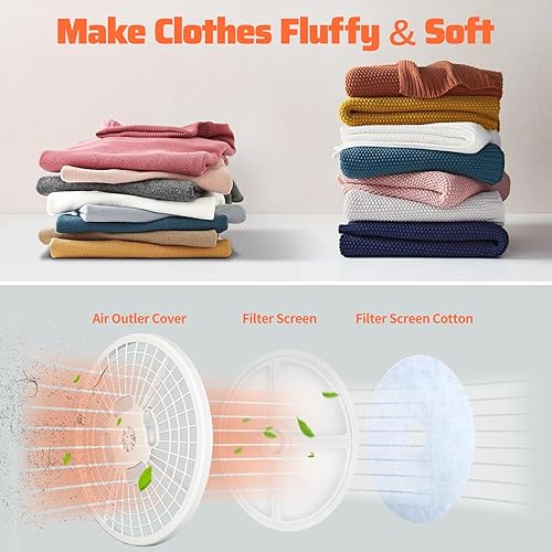 Miniatura 6 de CTT Secadora de ropa portátil de 3.5 pies cúbicos, secadora de ropa de 110 V con bañera de acero inoxidable, 4 modos de secado, secadores portátiles