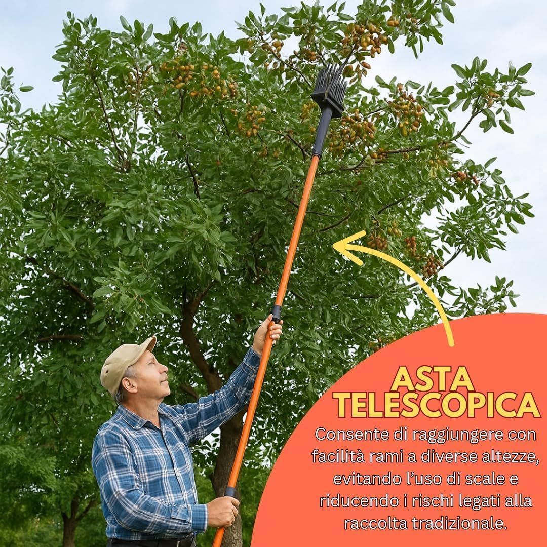 GrecoShop Abbacchiatore Scuotiolive Elettrico Telescopico 12V 400W+Cavo e Morsetti, Fino a 1000 battiti/min, Leggero Ergonomico, Asta allungabile rende Macchina 3mt, Raccolta Olive rapida senza fatica
