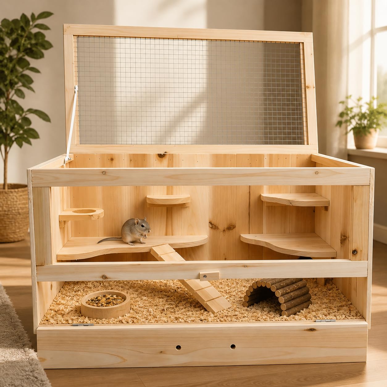 Animales Pequeños jaula con tapa plegable para pequeños roedores 60 x 35 x 30 cm (B X H X T)