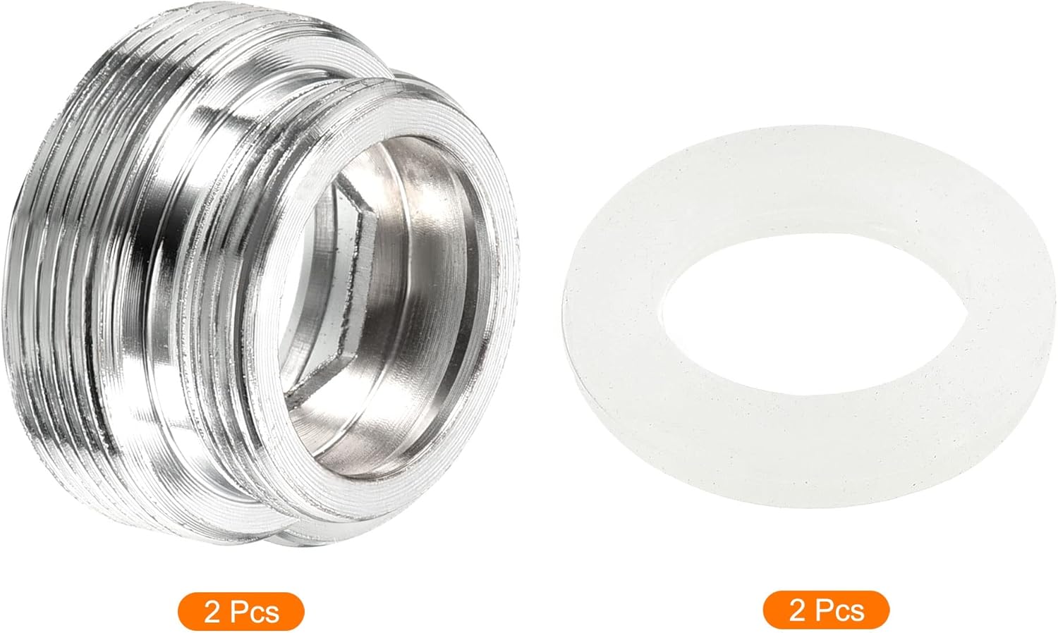 PATIKIL M26*1.0 Male to M22*1.0 Male Thread Faucet Adapter, 2 Pack Chromed Aerator Straight Connector for Garden Hose Water Filter Pipe, Silver