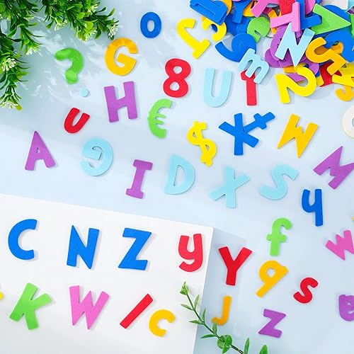 Miniatura 5 de AnyDesign 680 calcomanías coloridas de espuma de letras y números, autoadhesivas, calcomanías decorativas para manualidades, tarjetas de
