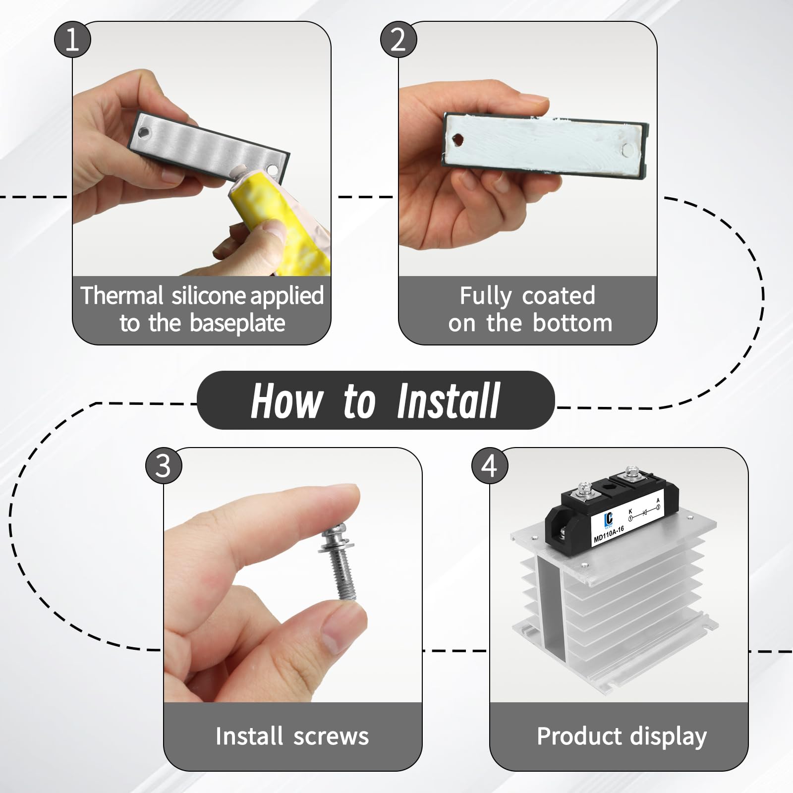 Heat Sink for MD MDK Blocking Diode,Solar Diodes, Anti-Reverse One Way 55A 110A 250A H110 Radiator for Solid State Relay