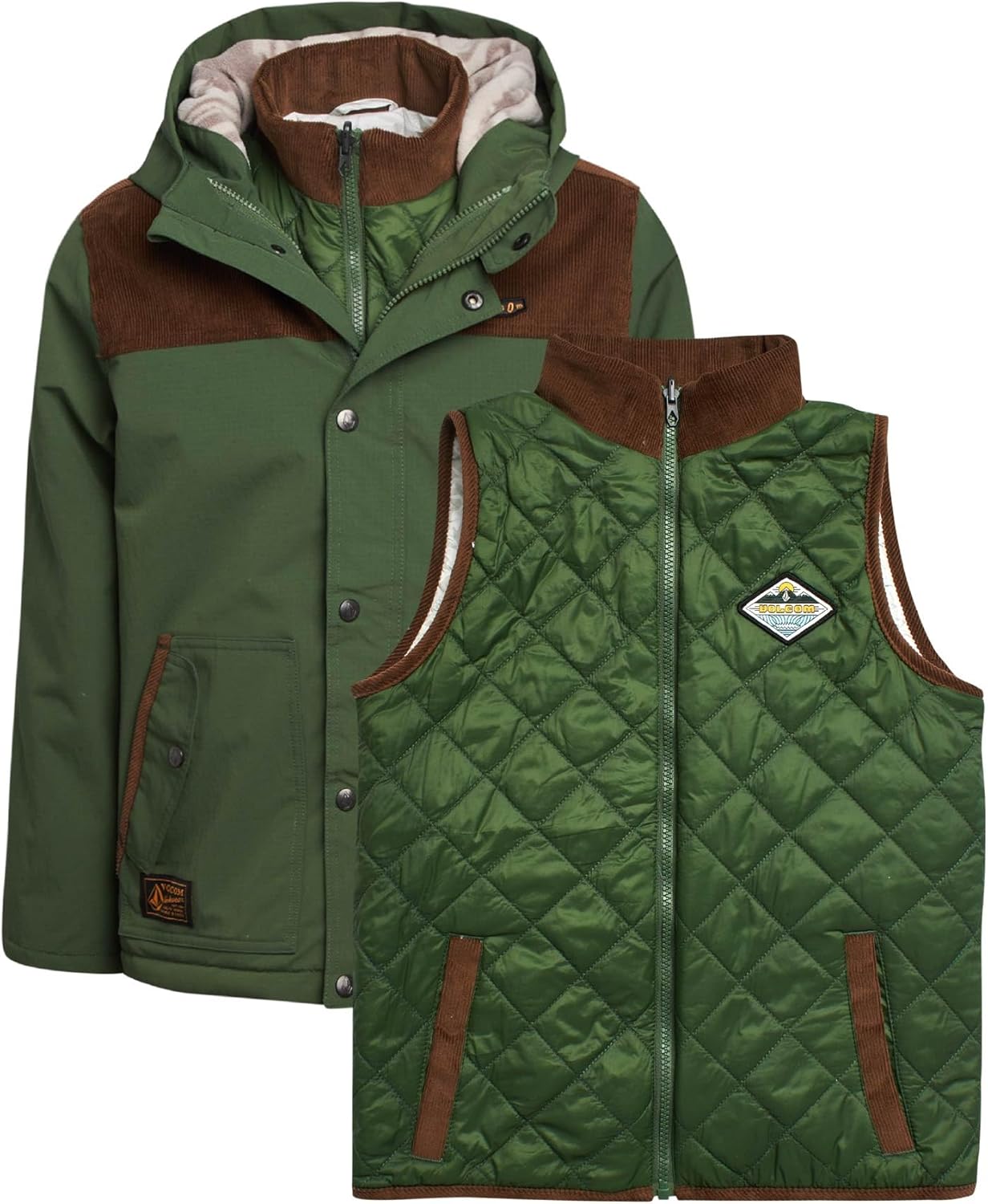 Volcom Boys 3-in-1 Parka System - Waterproof Heavyweight Boys Winter Jacket and Puffer Vest Insulated Outerwear (Sizes: 4-20)