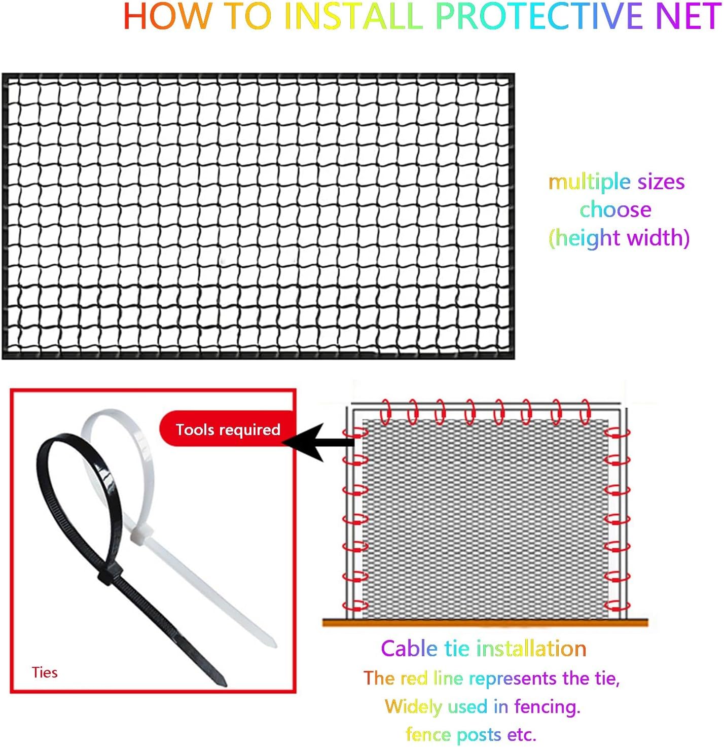 SCITOY Safety Netting for Railings, Playground Partition Net Decoration Net, Playground Rope Netting, 4mm/4cm, Stair Safety Anti-Fall Net (1.2x2m/4x7ft)
