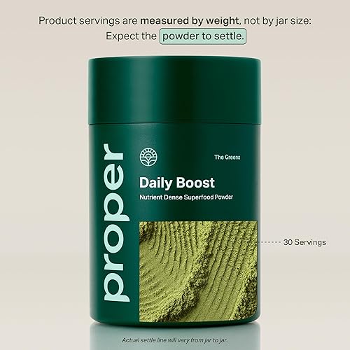Miniatura 2 de Proper, The Greens Daily Boost Organic Greens Powder - Alimentos integrales, sabor a manzana, superalimento vegetal con pasto de trigo, espirulina,