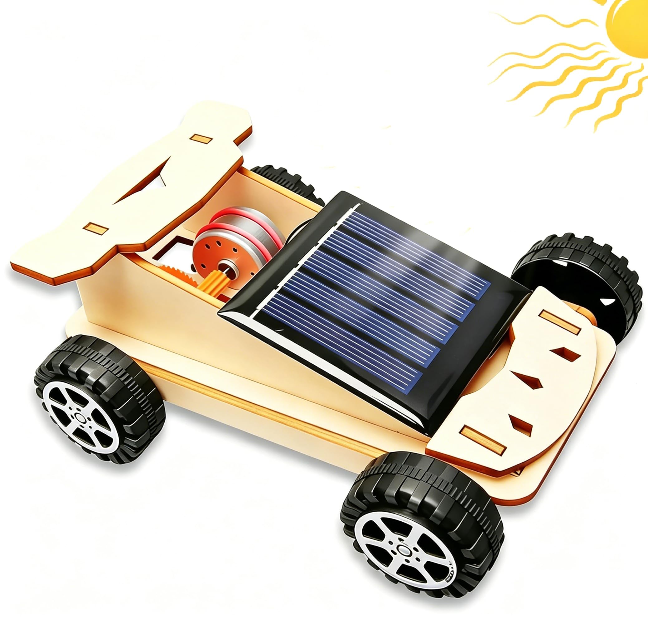 Solarauto Holzbausatz Kinder ab 8 Jahren,Solarauto Bausatz aus Holz,3D-gebäuderätsel mit Solarmodul Holz Modellbau Set,Spielzeug Geschenk für Jungen Mädchen Geburtstag Weihnachten Ostern