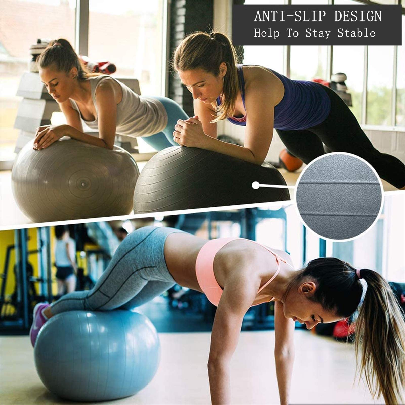 Palla Ginnastica, Palla Pilates 55cm/65 cm/75cm, Palla da Palestra Grande, Palla Yoga Gravidanza Con Pompa, Extra Spessa Palla di Stabilità Anti-Scoppio
