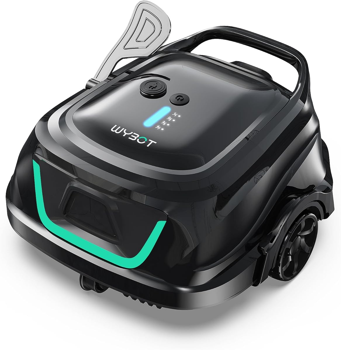 WYBOT Cordless Robotic Pool Cleaner, Automatic Pool Vacuum with 120 Mins, Double Filters, LED Indicator, 2.5h Charging, Ideal for Above Ground Flat Pools - Black