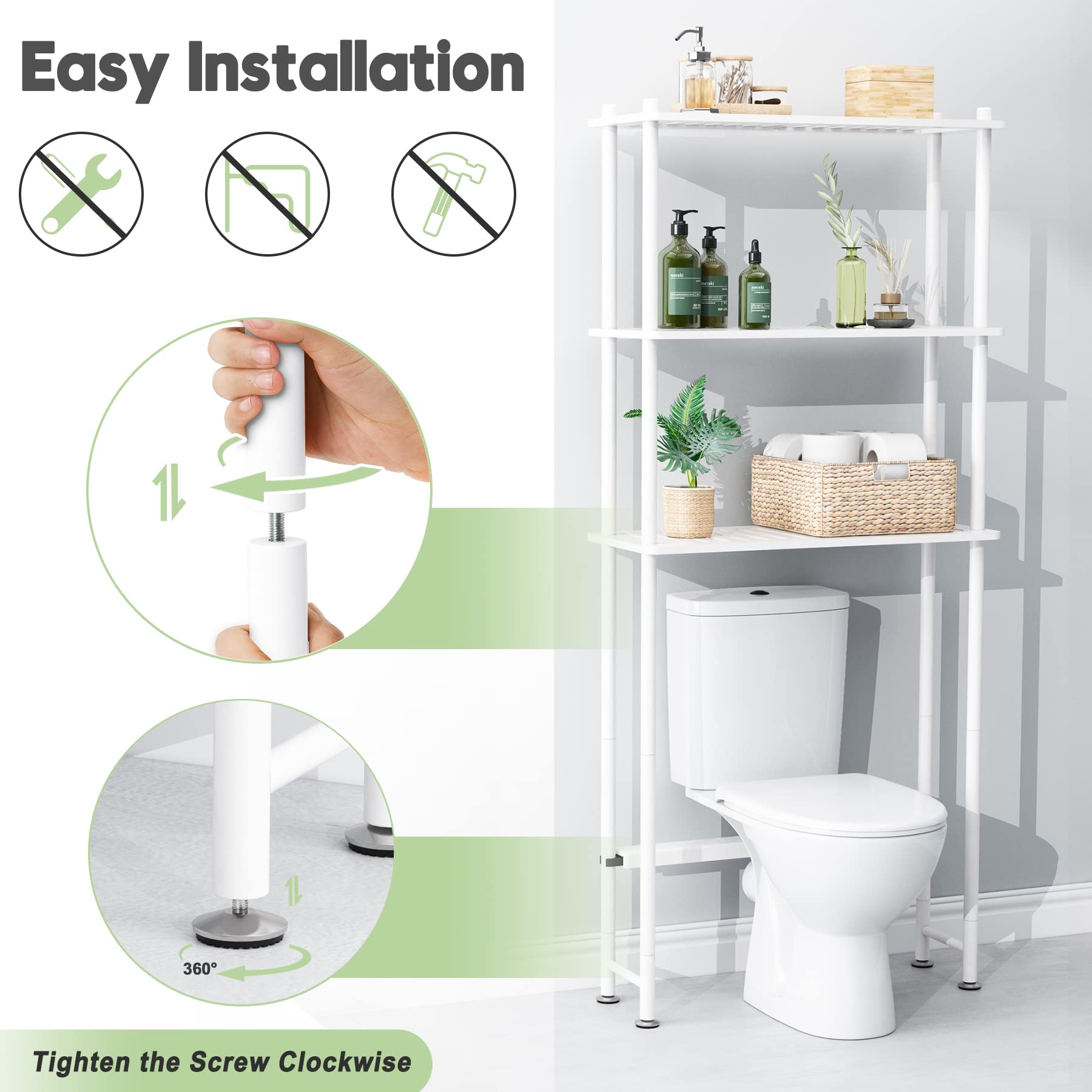 AmazerBath Bamboo Over The Toilet Storage Shelf, Over Toilet Bathroom